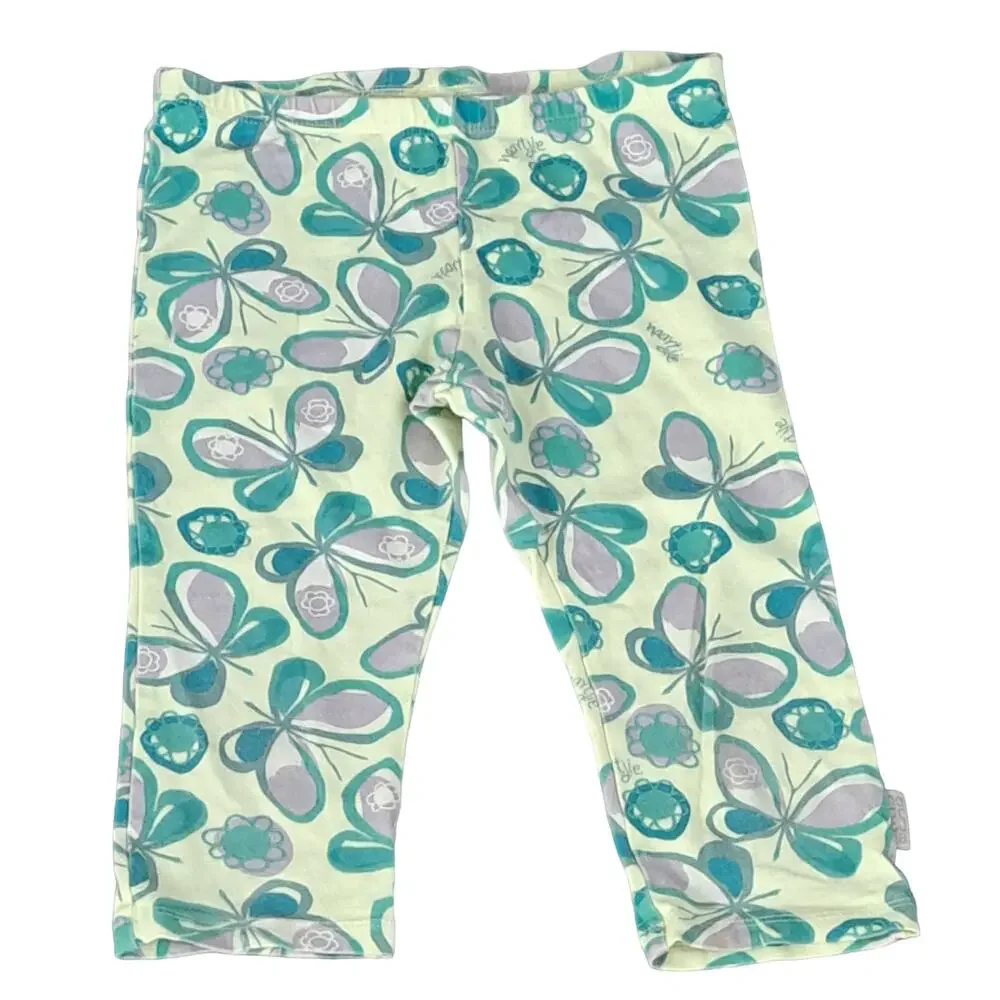 Naartjie Yellow And Green Butterflies Leggings Girl's Size 7 Years